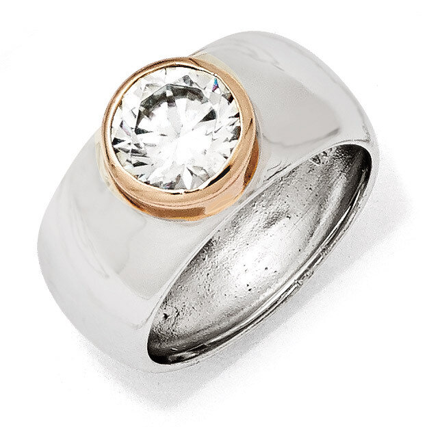 Cheryl M Cubic Zirconia Ring Sterling Silver Rose Gold-Plated QCM1036