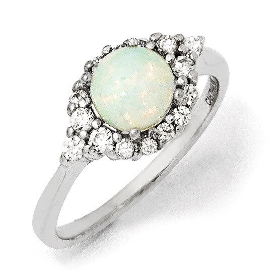 Cheryl M Opal &amp; Cubic Zirconia Ring Sterling Silver QCM1063, MPN: QCM1063, 883957432557