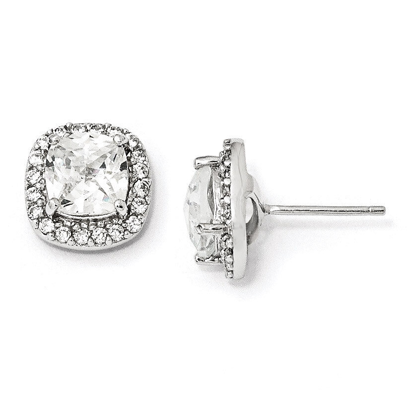 Cheryl M Square Post Earrings Sterling Silver Rose-cut Cubic Zirconia QCM158, MPN: QCM158, 19110118…
