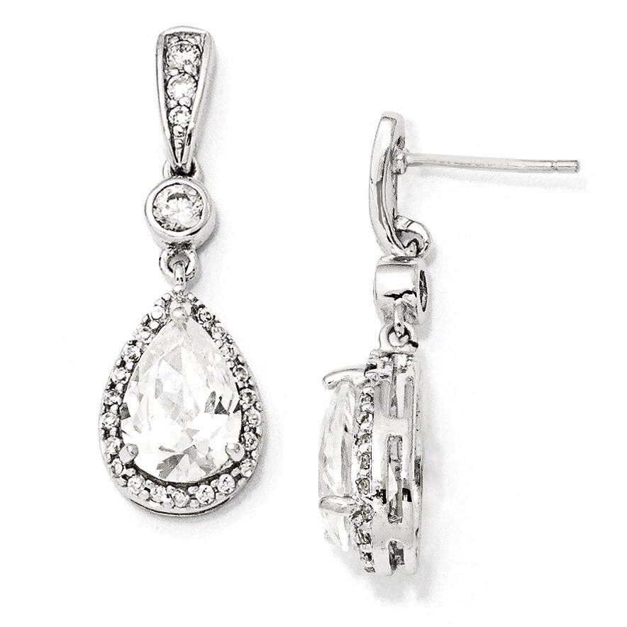 Cheryl M Pear Cubic Zirconia Dangle Post Earrings Sterling Silver QCM173, MPN: QCM173, 886774011967