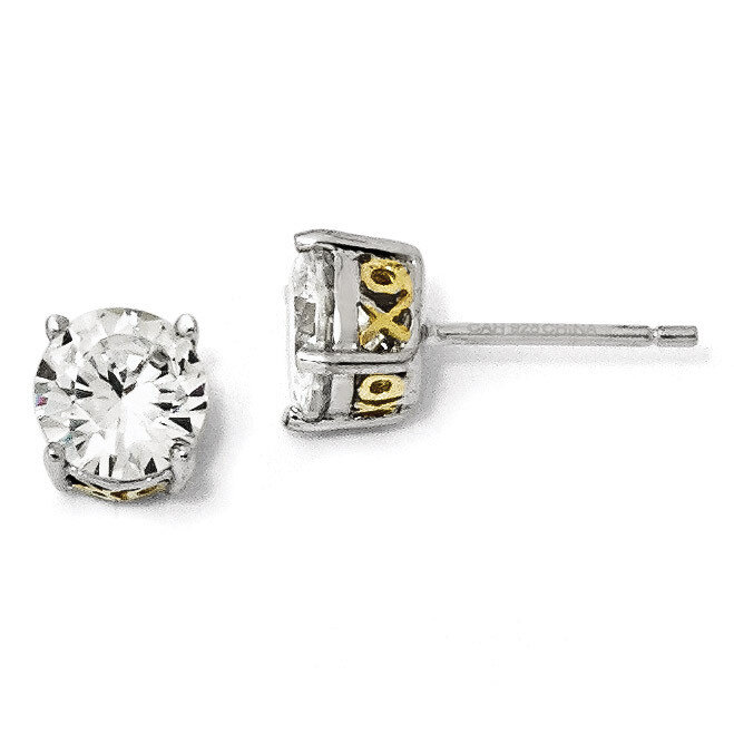 Cheryl M Gold-plated X O 6.5mm Cubic Zirconia Stud Earrings Sterling Silver QCM247, MPN: QCM247, 88…