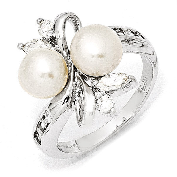 Cheryl M White Pearl Leaves Ring Sterling Silver Cubic Zirconia QCM296, MPN: QCM296, 886774015910
