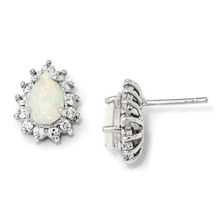 Cheryl M Opal Post Earrings Sterling Silver Cubic Zirconia QCM778, MPN: QCM778, 191101186851