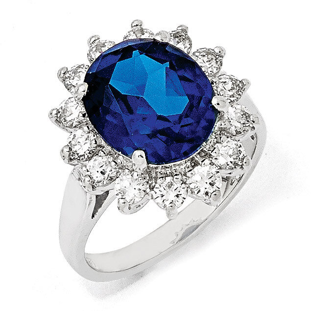 Cheryl M Dark Blue Spinel Ring Sterling Silver Cubic Zirconia QCM805, MPN: QCM805, 191101186936