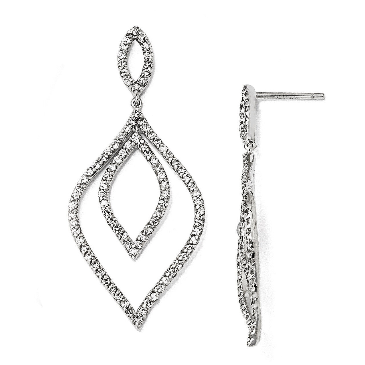 Cheryl M Flames Dangle Post Earrings Sterling Silver Cubic Zirconia QCM833, MPN: QCM833, 8839574888…