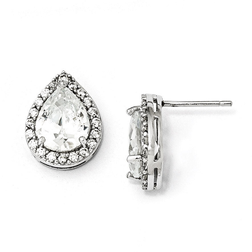 Cheryl M Teardrop Post Earrings Sterling Silver Cubic Zirconia QCM849, MPN: QCM849, 883957432618