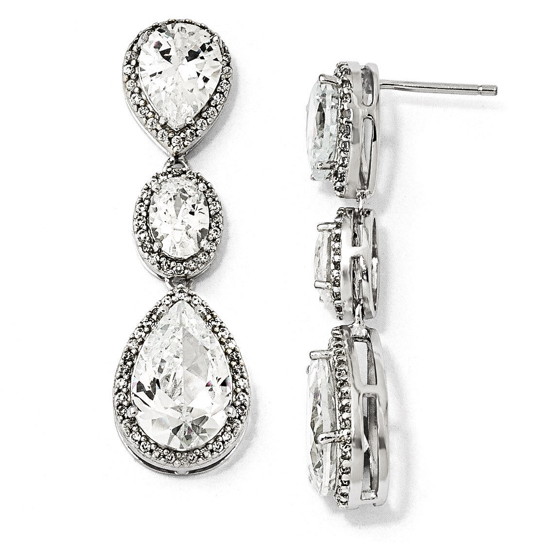Cheryl M Fancy Cubic Zirconia Dangle Post Earrings Sterling Silver QCM969, MPN: QCM969, 886774612126