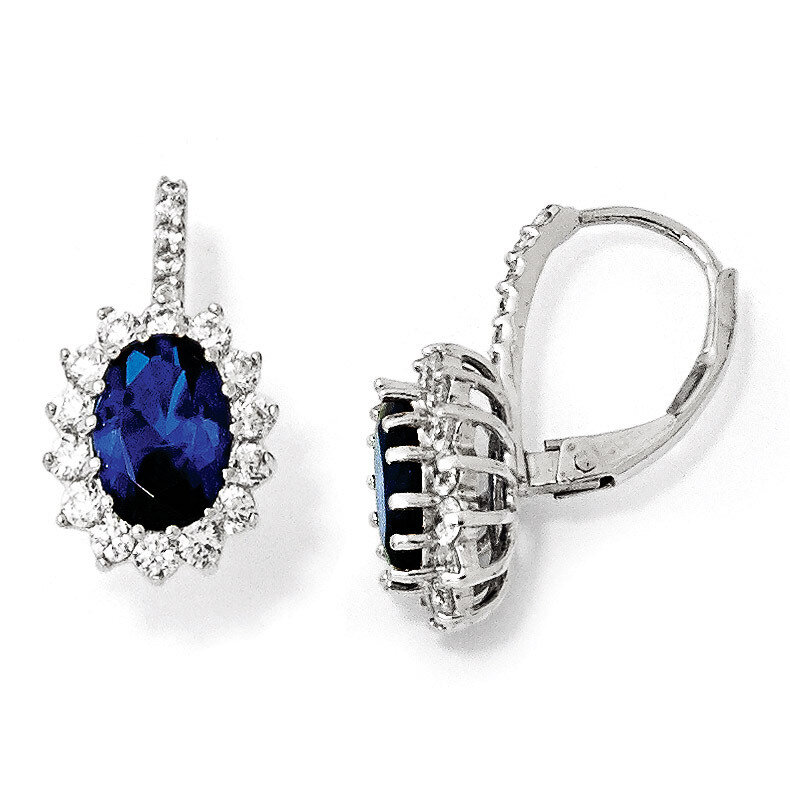 Cheryl M Sapphire &amp; Cubic Zirconia Leverback Earrings Sterling Silver QCM982, MPN: QCM982, 88395743…