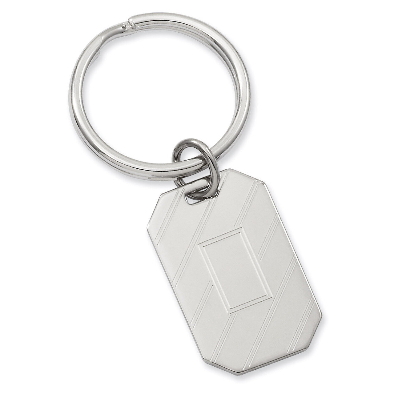 Kelly Waters Etched Diagonal Line Key Ring Rhodium-plated GL8695