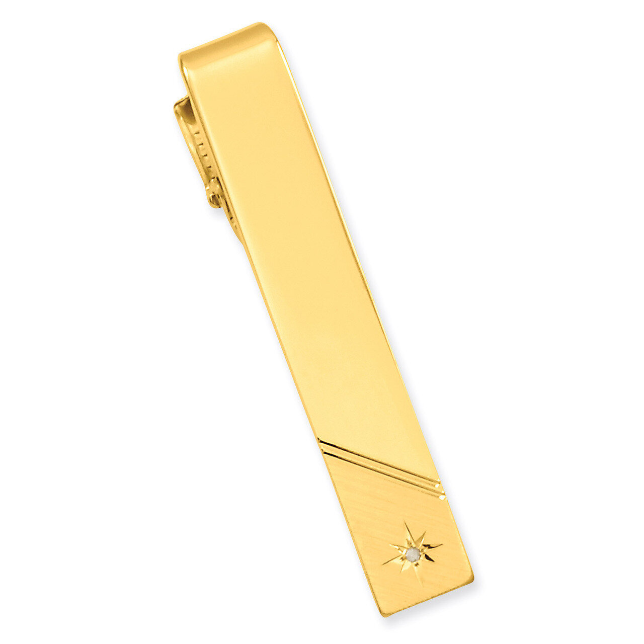 Kelly Waters .01 Ct. Diamond Polished Florentined Tie Bar Gold-plated GP3848, MPN: GP3848, 19690409…