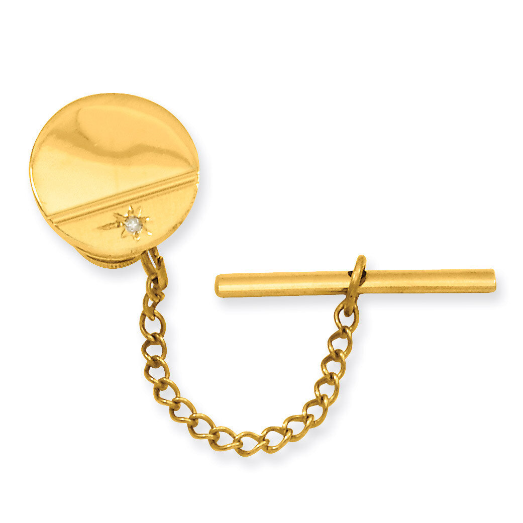 Kelly Waters Gold-plated.01 Ct. Diamond Polished Florentined Tie Tack Gold-plated GP3849