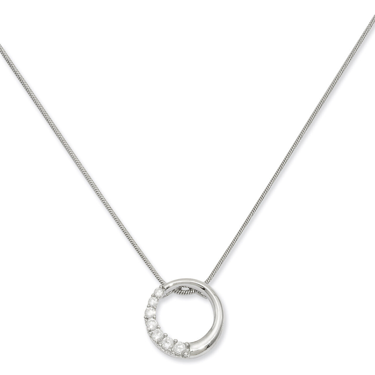 Kelly Waters Diamond Circle Journey Necklace 18 Inch Rhodium-plated KW120-18