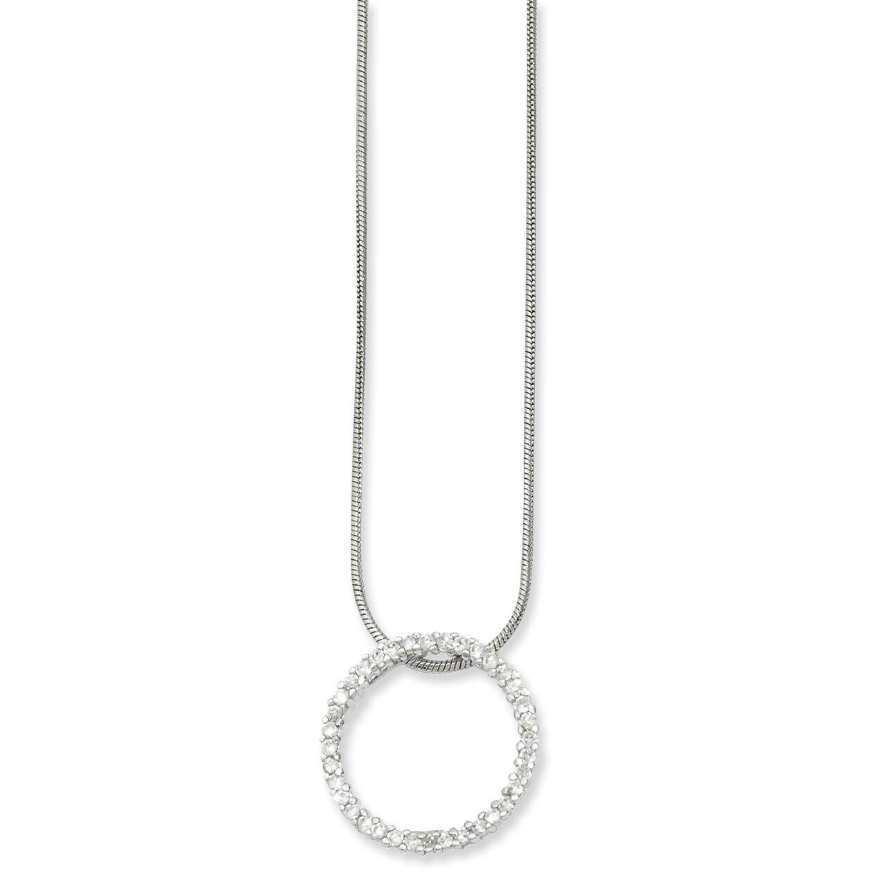 Kelly Waters Diamond Circle Necklace 18 Inch Rhodium-plated KW122-18