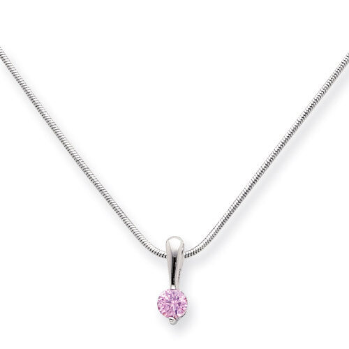 Kelly Waters Pink Diamond Drop Necklace 18 Inch Rhodium-plated KW159-18