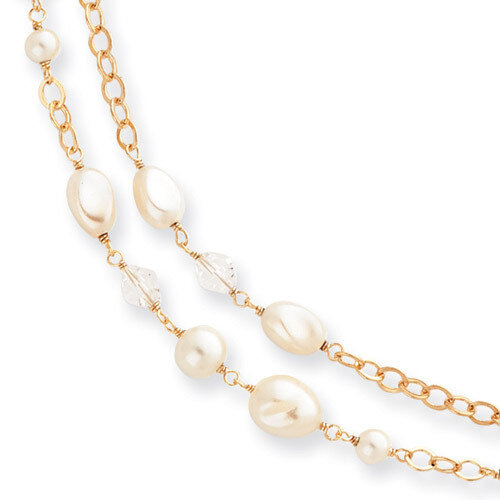 Kelly Waters White Simulated Pearl and Crystal Necklace Gold-plated KW170-17.5