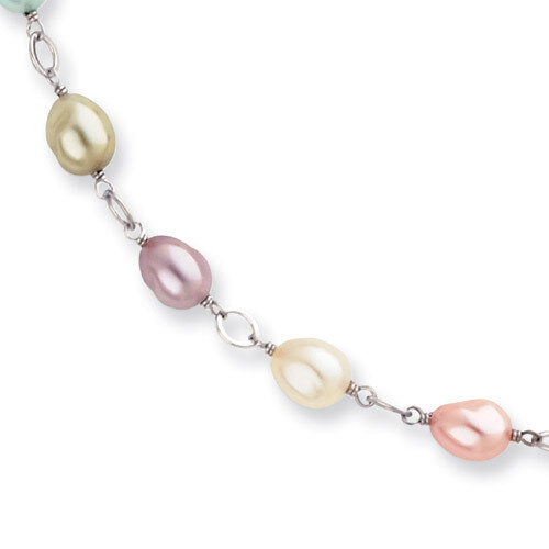 Kelly Waters Multicolored Simulated Pearl Necklace Rhodium-plated KW182-17.5
