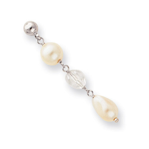 Kelly Waters White Simulated Pearl and Crystal Drop Earrings Rhodium-plated KW212