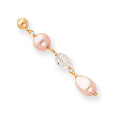 Kelly Waters Pink Simulated Pearl and Crystal Drop Earrings Gold-plated KW214