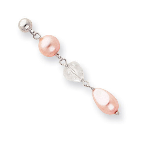 Kelly Waters Pink Simulated Pearl and Crystal Drop Earrings Rhodium-plated KW215