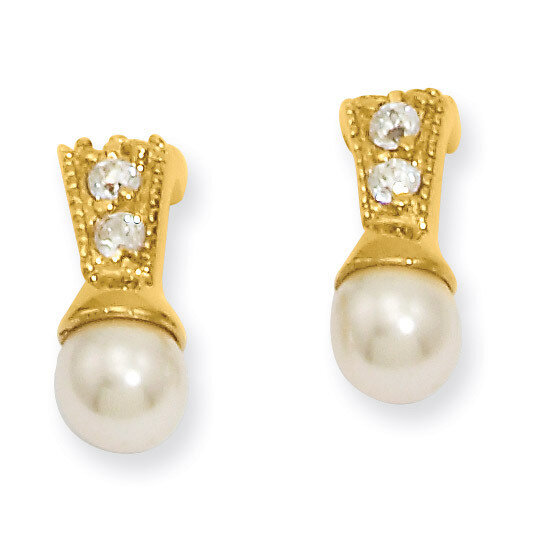 Kelly Waters White Simulated Pearl Diamond Earrings Gold-plated KW235