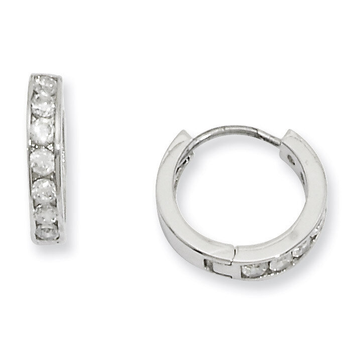 Kelly Waters Channel Set Diamond Huggie Earrings Rhodium-plated KW243