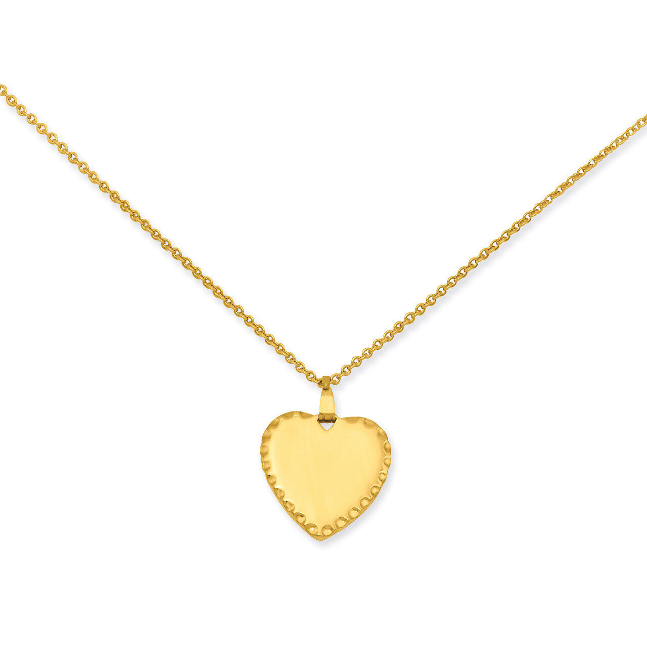 Kelly Waters Medium Polished Engravable Heart Disc Necklace 18 Inch Gold-plated KW350-18, MPN: KW35…