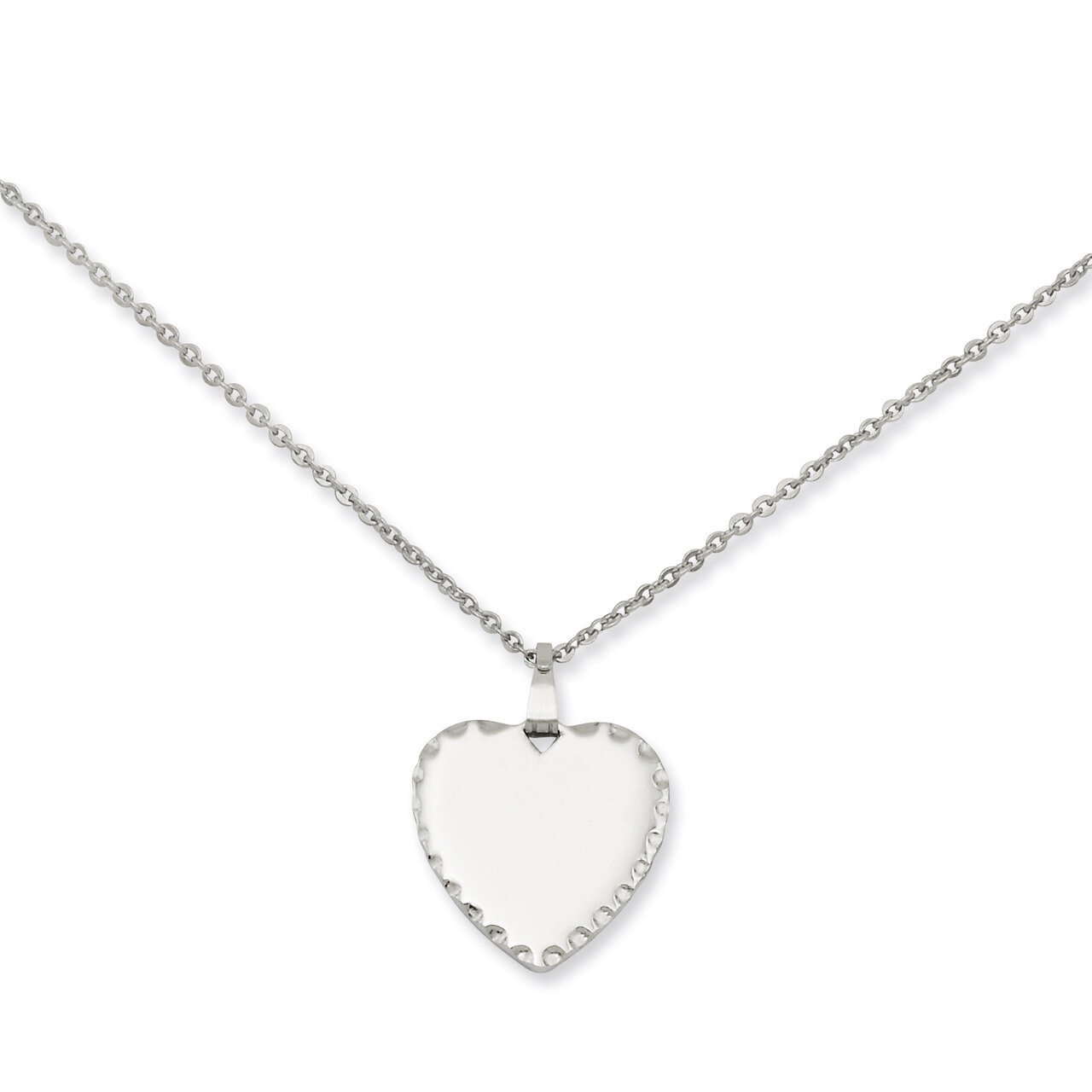 Kelly Waters Engravable Heart Disc Necklace 18 Inch Medium Polished KW351-18