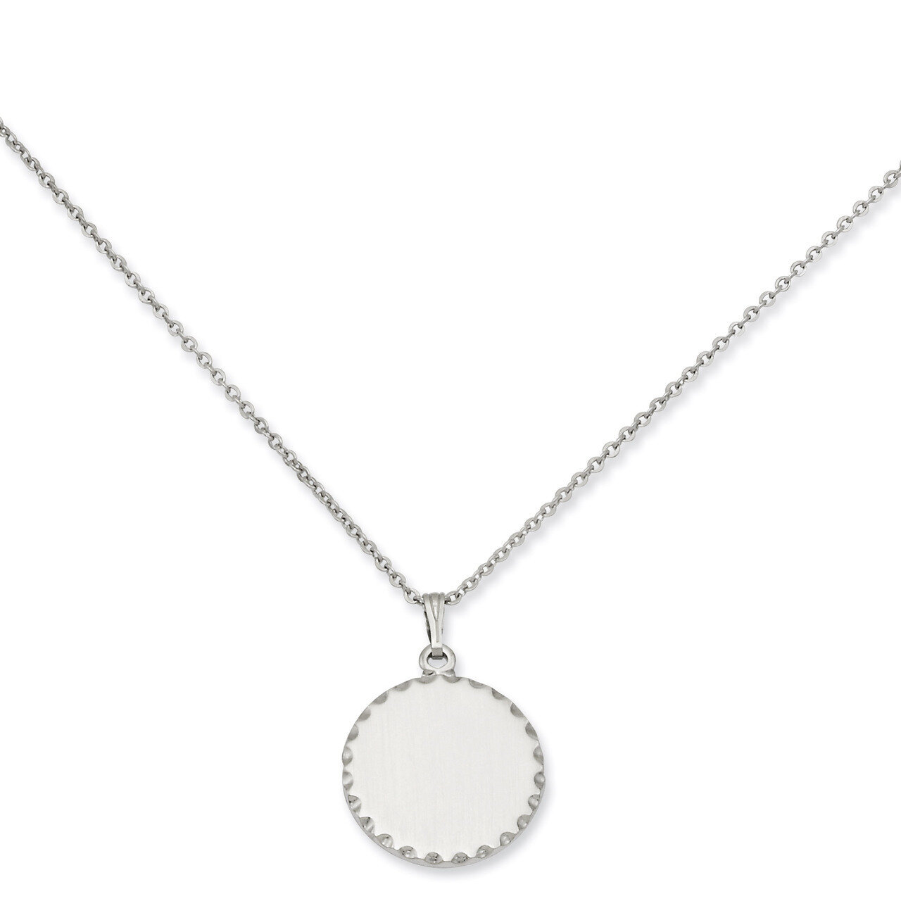 Kelly Waters Round Engravable Disc Necklace 18 Inch Medium Satin KW364-18
