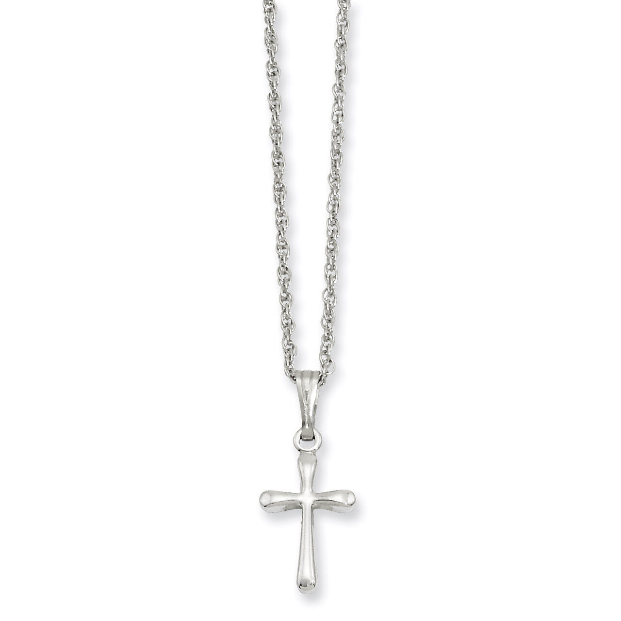 Kelly Waters Small Plain Rounded Cross Necklace 18 Inch Rhodium-plated KW388-18, MPN: KW388-18, 886…