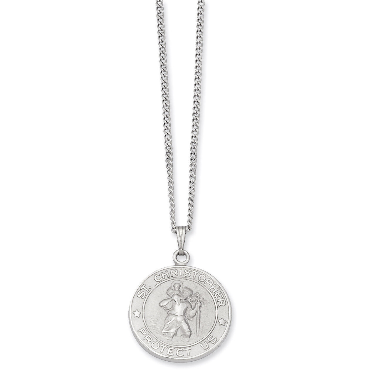 Kelly Waters Saint Christopher Medal Necklace 24 Inch Rhodium-plated KW418-24, MPN: KW418-24, 88677…