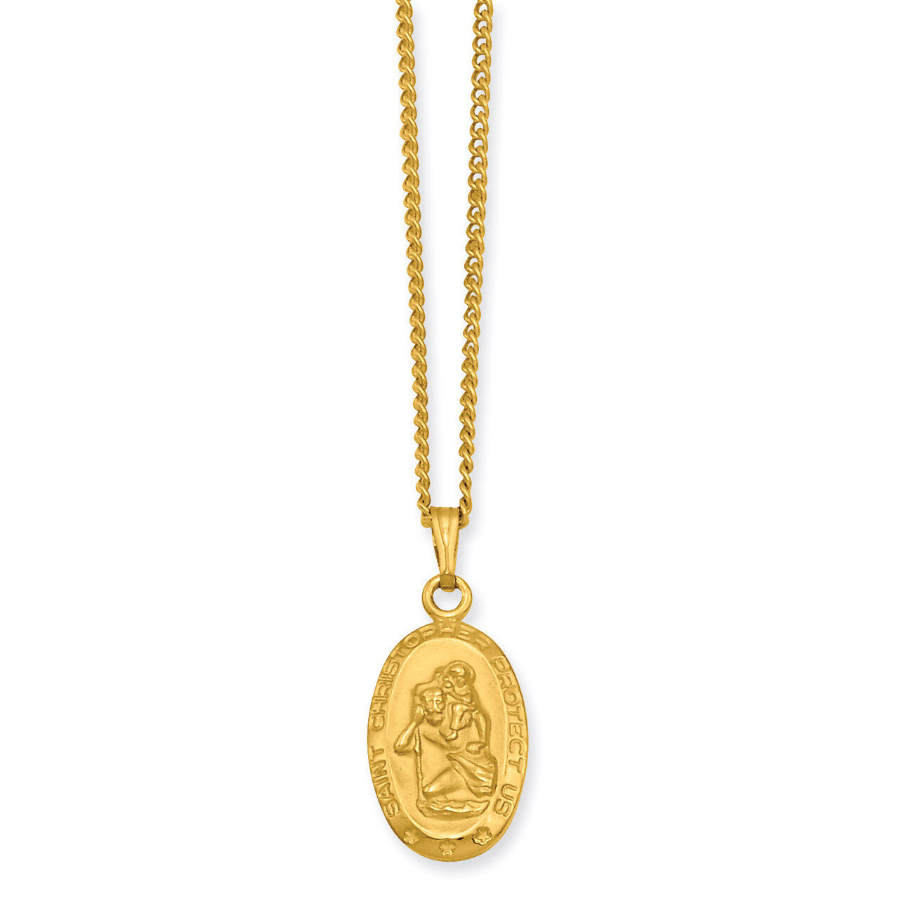 Kelly Waters Small Oval Saint Christopher Medal Necklace 18 Inch Gold-plated KW422-18