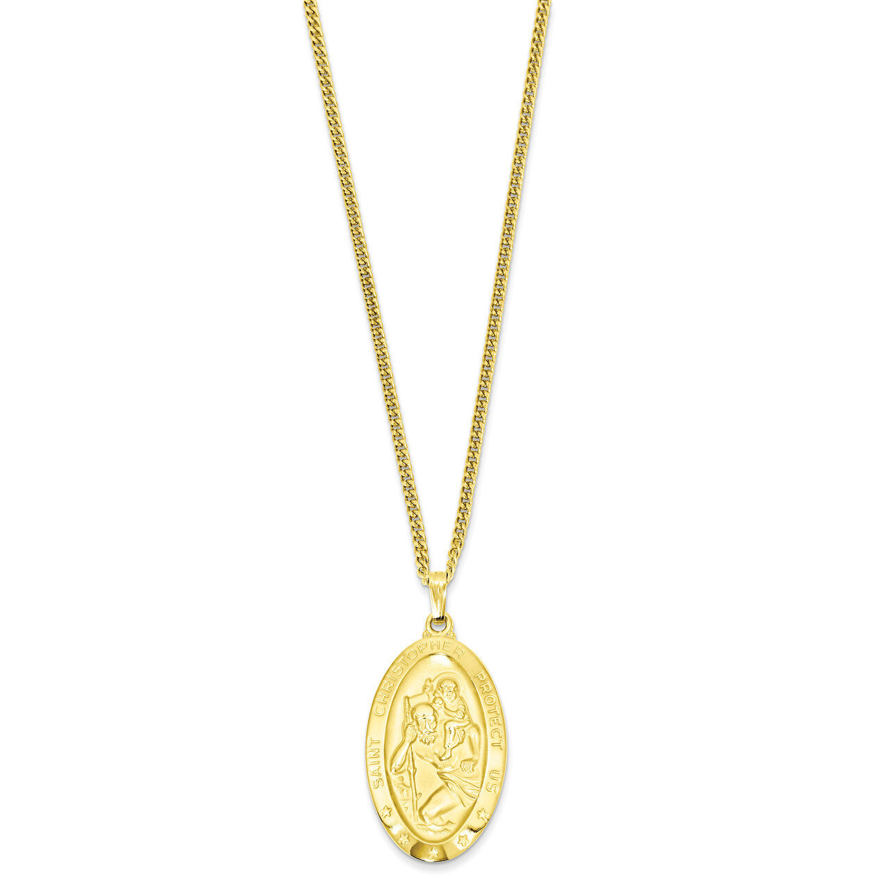 Kelly Waters Large Oval Saint Christopher Medal Necklace 24 Inch Gold-plated KW424-24, MPN: KW424-2…