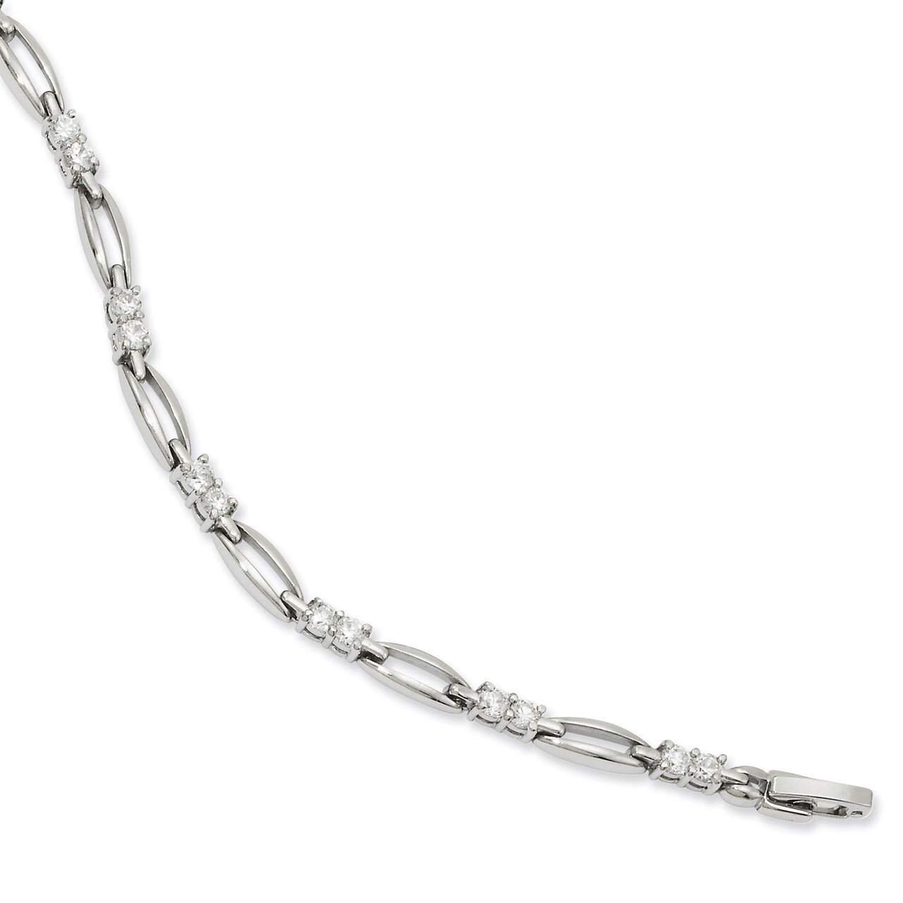 Kelly Waters Link Diamond Bracelet 7.25 Inch Rhodium-plated KW463-7.25