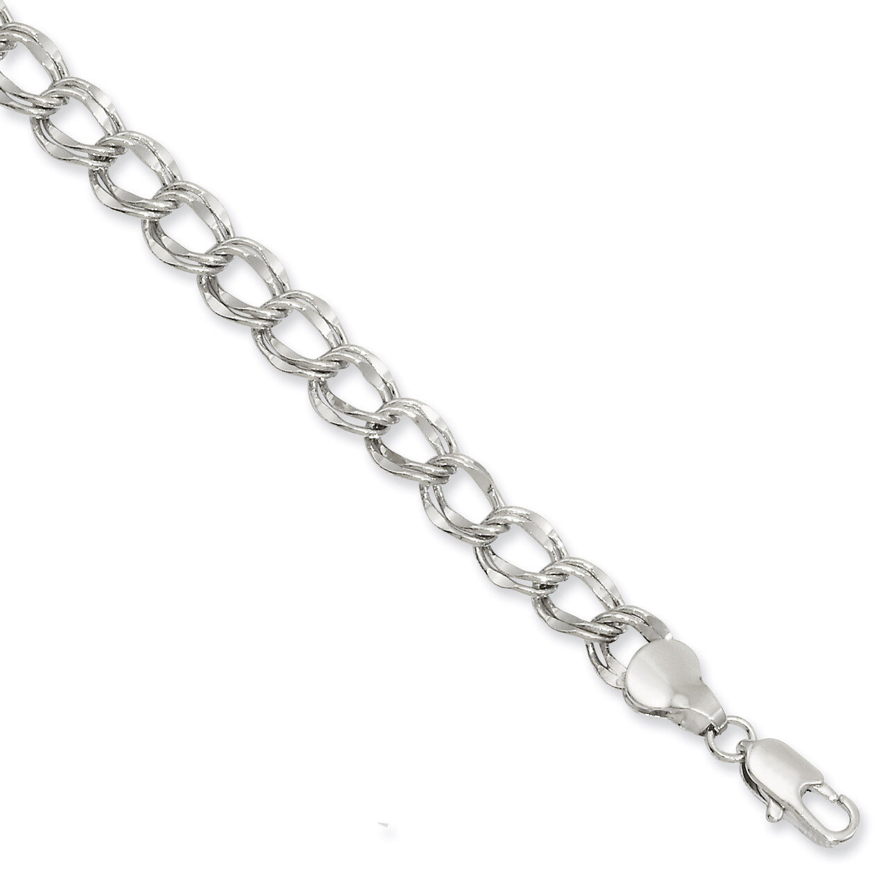 Kelly Waters 6.5mm Double Link Charm Bracelet 7 Inch Rhodium-plated KW492-7.25
