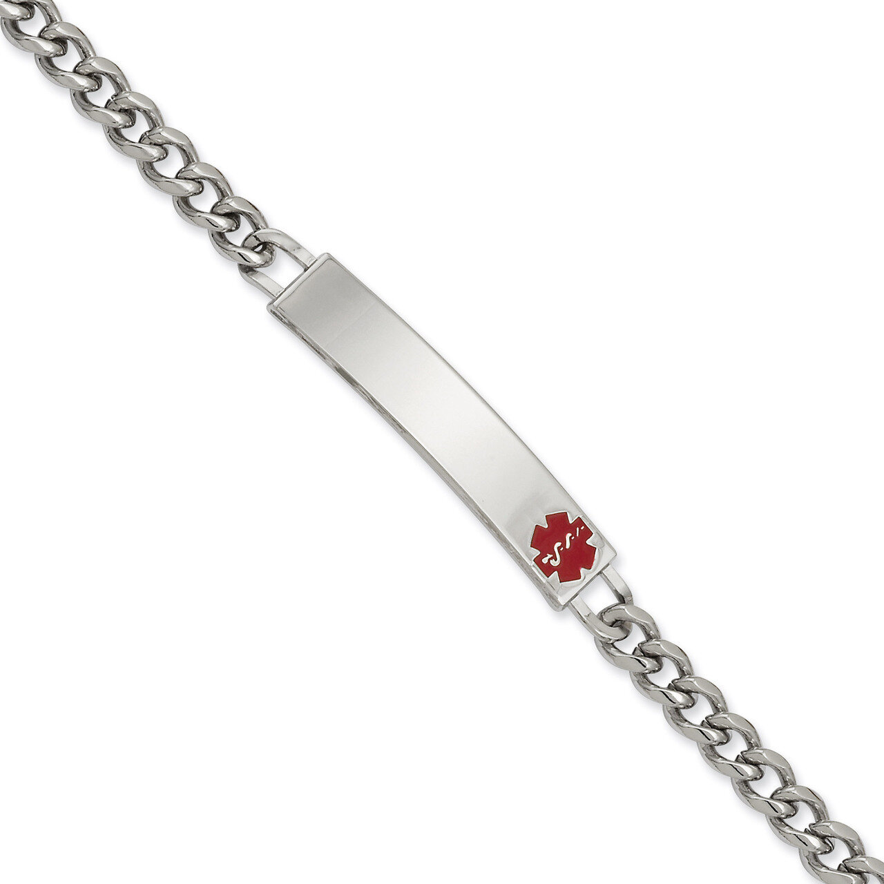 Kelly Waters Small Red Epoxy Medical ID Bracelet 7 Inch Rhodium-plated KW535-7.25, MPN: KW535-7.25,…