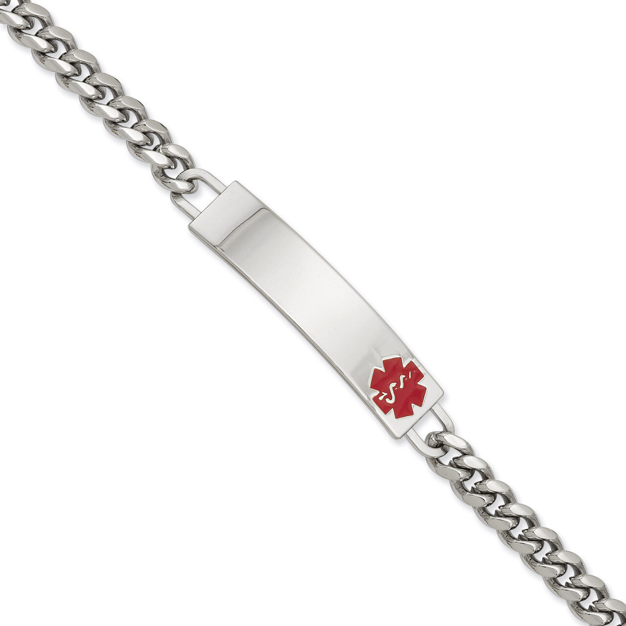 Kelly Waters Large Red Epoxy Medical ID Bracelet 8.25 Inch Rhodium-plated KW539-8.25