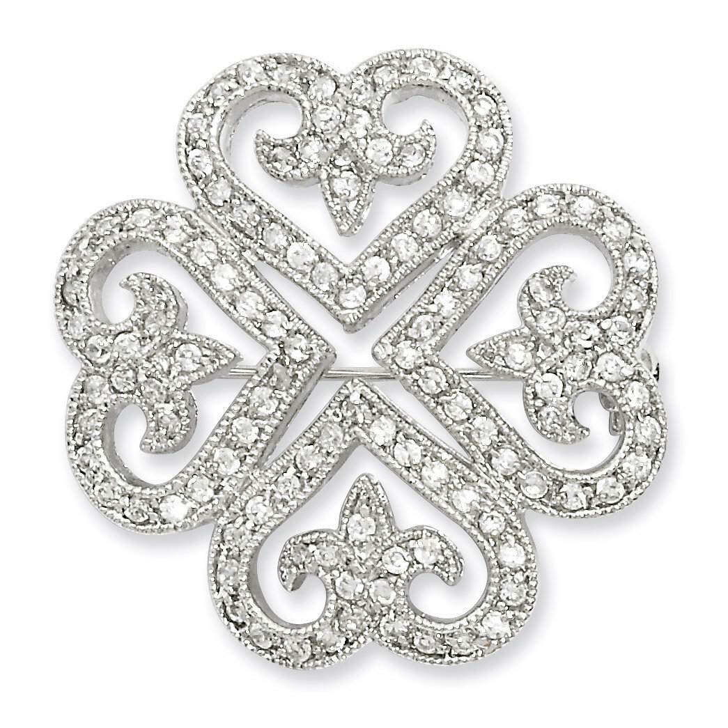 Kelly Waters Diamond Clover Pin Rhodium-plated KW551, MPN: KW551, 196904088609