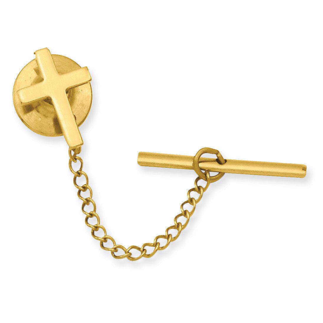 Kelly Waters Small Plain Cross Tie Tack Gold-plated KW565