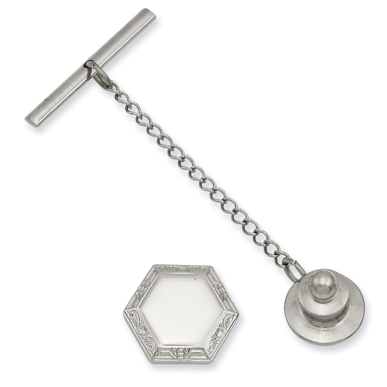 Kelly Waters Hexagon Tie Tack Rhodium-plated KW580
