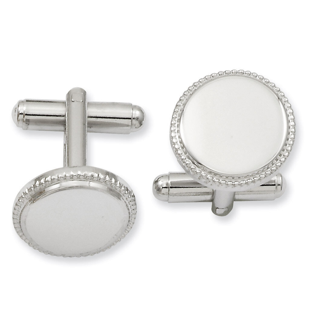 Kelly Waters Beaded Round Cufflinks Rhodium-plated Polished KW586