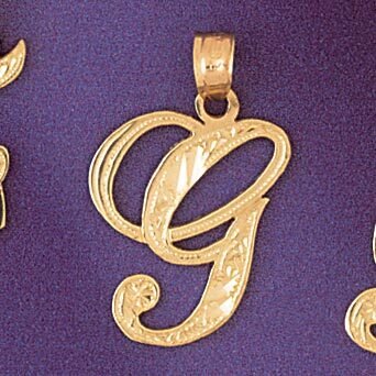 Initial G Pendant Necklace Charm Bracelet in Yellow, White or Rose Gold 9566g