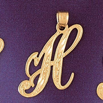 Initial H Pendant Necklace Charm Bracelet in Yellow, White or Rose Gold 9566h