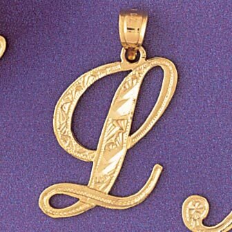 Initial L Pendant Necklace Charm Bracelet in Yellow, White or Rose Gold 9566l