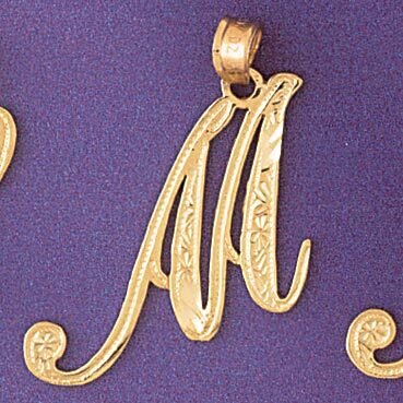 Initial M Pendant Necklace Charm Bracelet in Yellow, White or Rose Gold 9566m