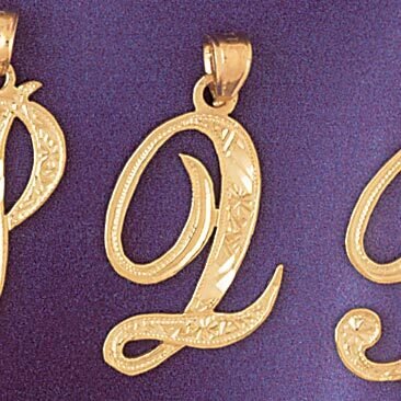 Initial Q Pendant Necklace Charm Bracelet in Yellow, White or Rose Gold 9566q