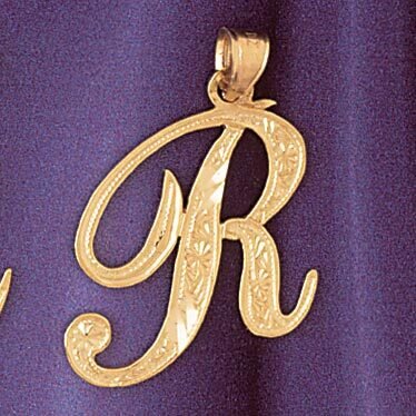 Initial R Pendant Necklace Charm Bracelet in Yellow, White or Rose Gold 9566r