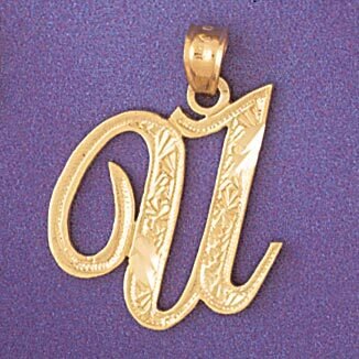 Initial U Pendant Necklace Charm Bracelet in Yellow, White or Rose Gold 9566u