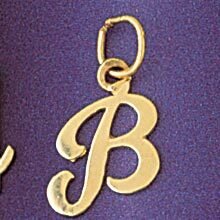 Initial B Pendant Necklace Charm Bracelet in Yellow, White or Rose Gold 9561b
