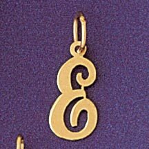 Initial E Pendant Necklace Charm Bracelet in Yellow, White or Rose Gold 9561e