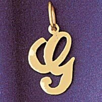 Initial G Pendant Necklace Charm Bracelet in Yellow, White or Rose Gold 9561g